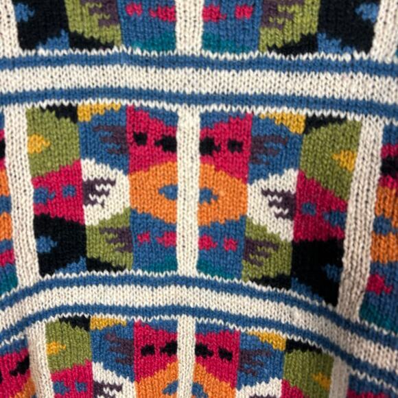 Express sweater M / L cardigan vintage wool hand knit chunky oversized colorful - Picture 10 of 15